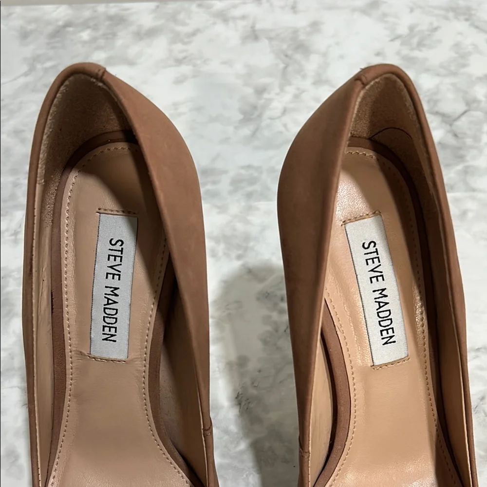STEVE MADDEN WOMENS VALA02S1 NUDE POINTED TOE PUMPS 4”HEEL Sz 7 - Picture 4 of 12